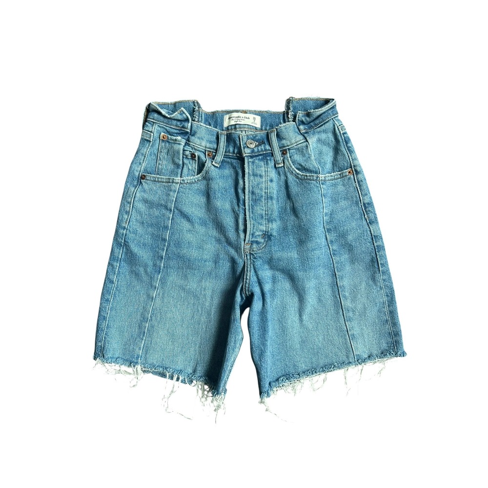 Abercrombie‎ & Fitch 7 Inch Dad Short High Rise Seamed Denim Shorts Womens 26 2